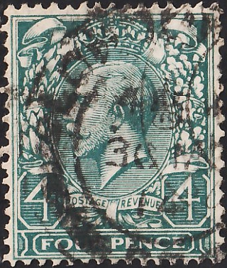 Великобритания 1913 год . King George V , 4 p . Каталог 25,0 фунтов .